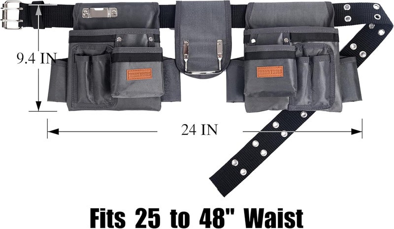 VIDAR TOOLS Tool Belt,12 Pockets Tool Belts for Men, Heavy Duty Carpenter/Construction/DIY'er/Electrician .Double layer thickened polyester fiber with waterproof coating. - Image 2